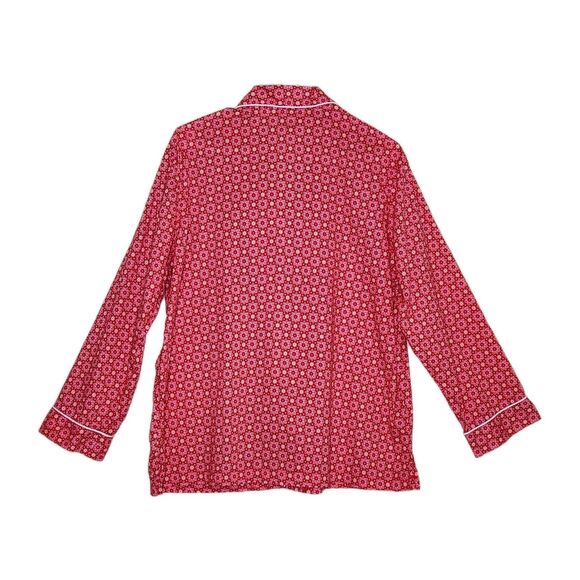 Victoria's Secret 2 Piece Pajama Set Women's Large Red Pink White Floral Cotton - Picture 3 of 13